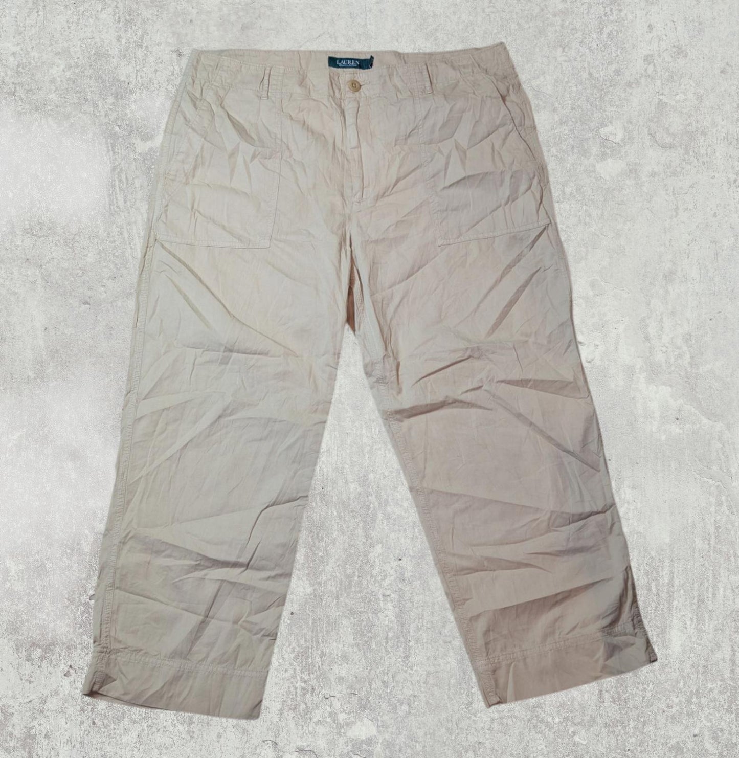 Lauren Ralph Lauren Women's Trousers - Beige - Size 36W 25L