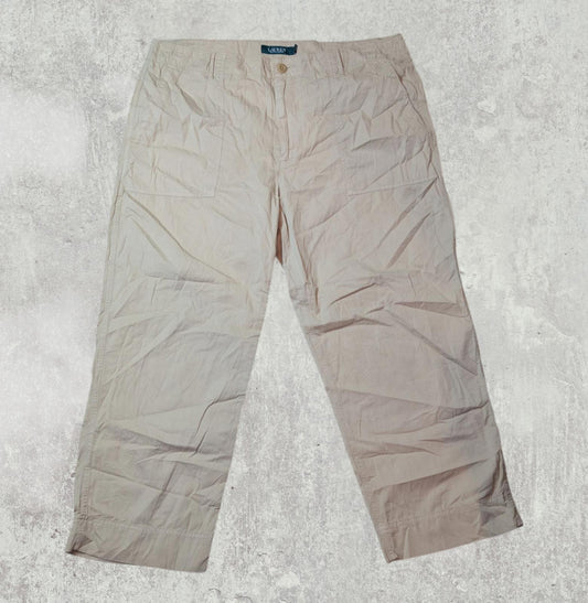 Lauren Ralph Lauren Women's Trousers - Beige - Size 36W 25L