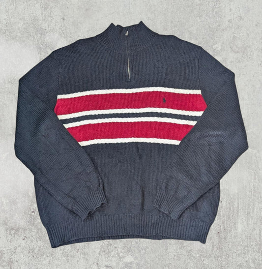 Ralph Lauren Men's Knitted 1/4 Zip Jumper - Black - Size XL