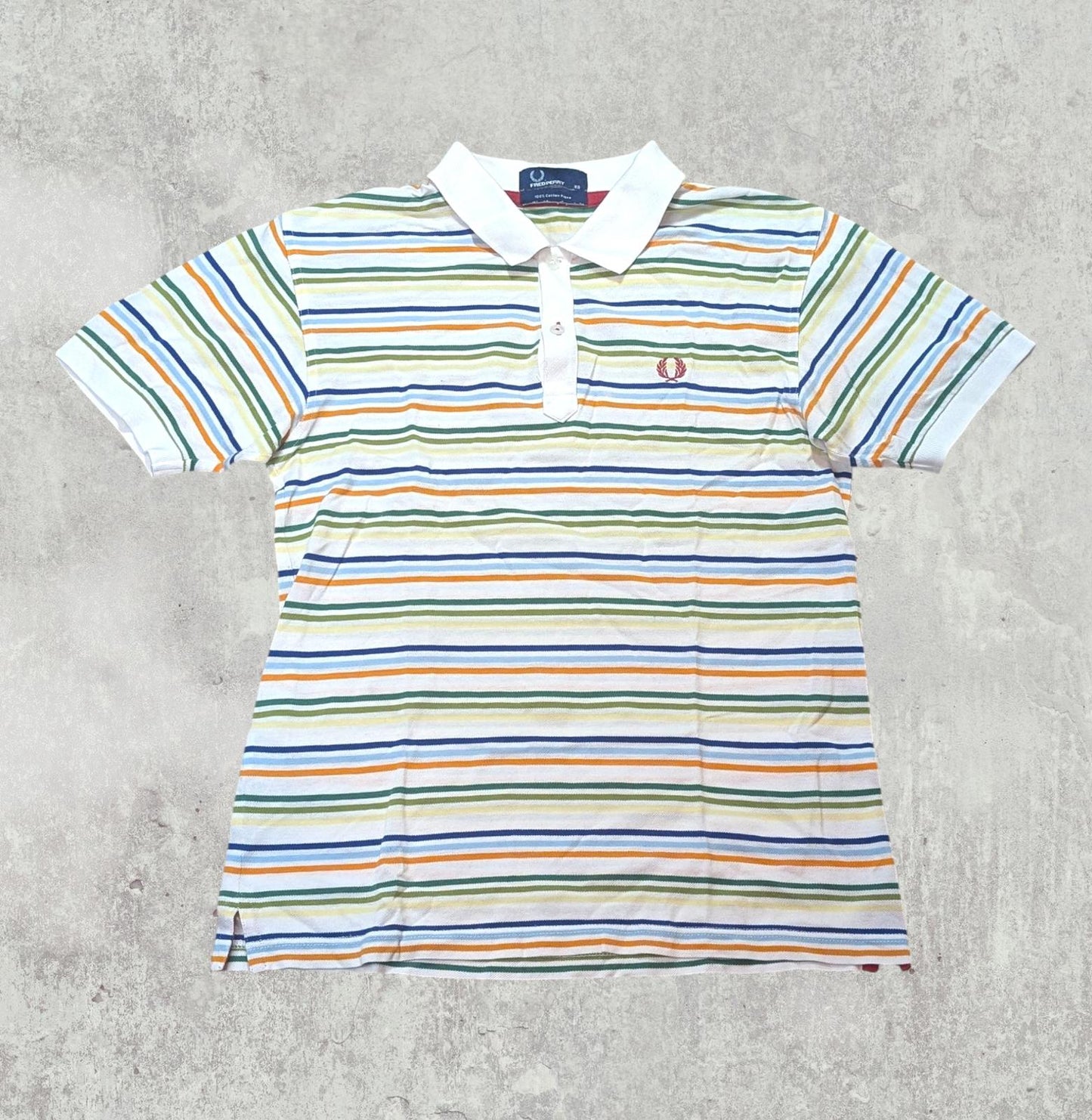 Fred Perry Men's Striped Polo T Shirt - White - Size XS