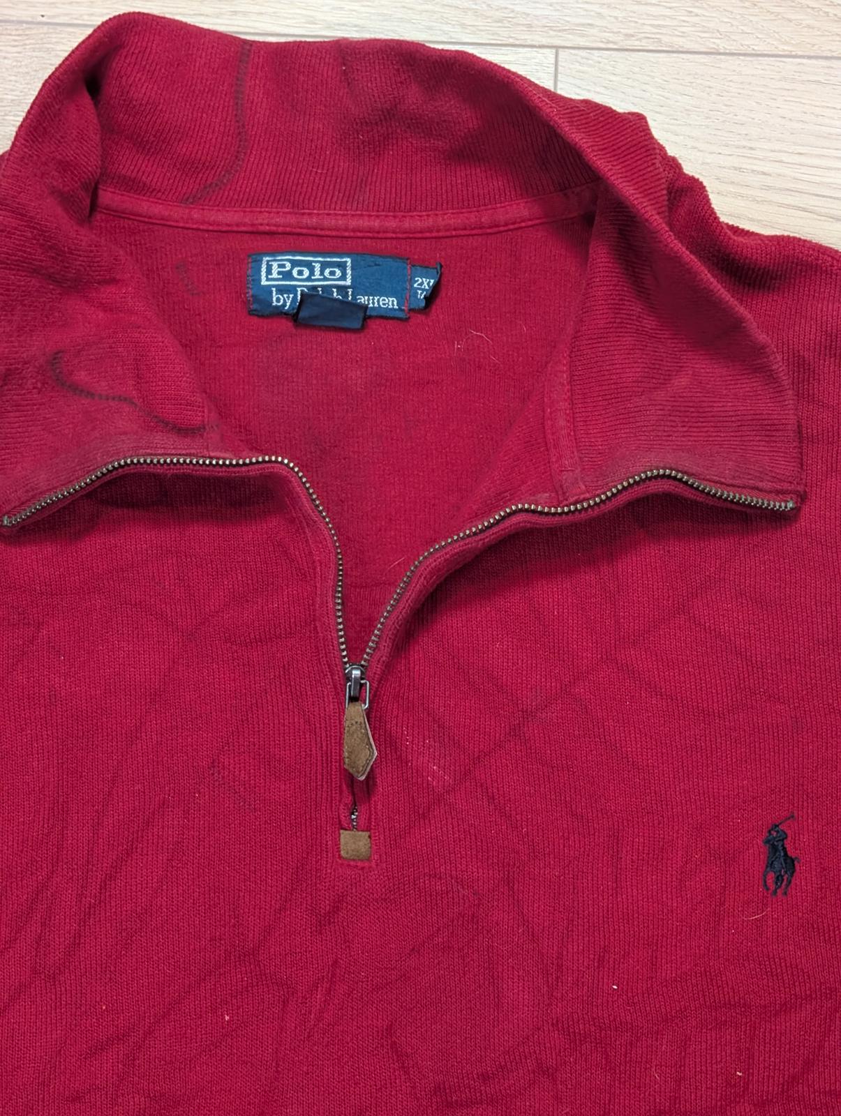 Ralph Lauren Men's 1/4 Zip Jumper - Red - Size XXL T