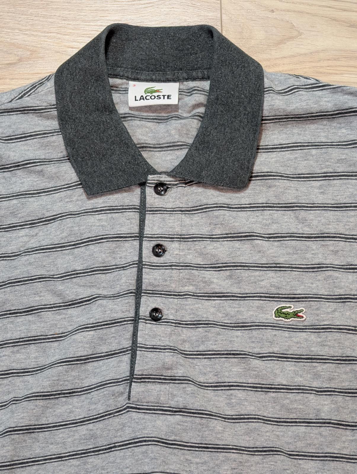 Lacoste Men's Striped Polo T Shirt - Grey - Size 3 / Small