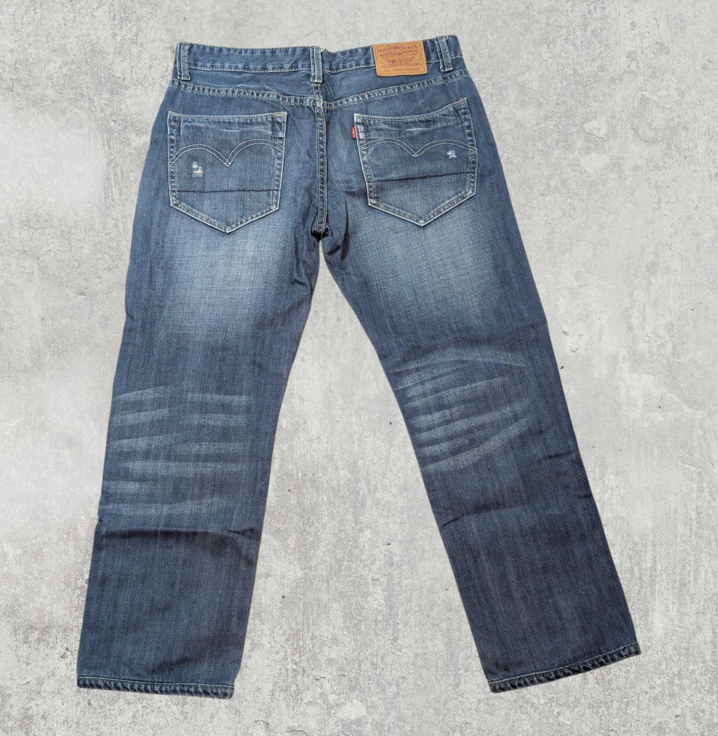 Levi's Men's 523 Distressed Straight Jeans - Blue - Size 34W 27L
