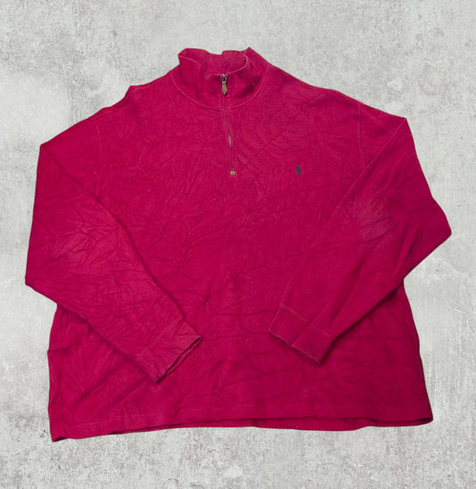 Ralph Lauren Men's 1/4 Zip Jumper - Red - Size XXL T