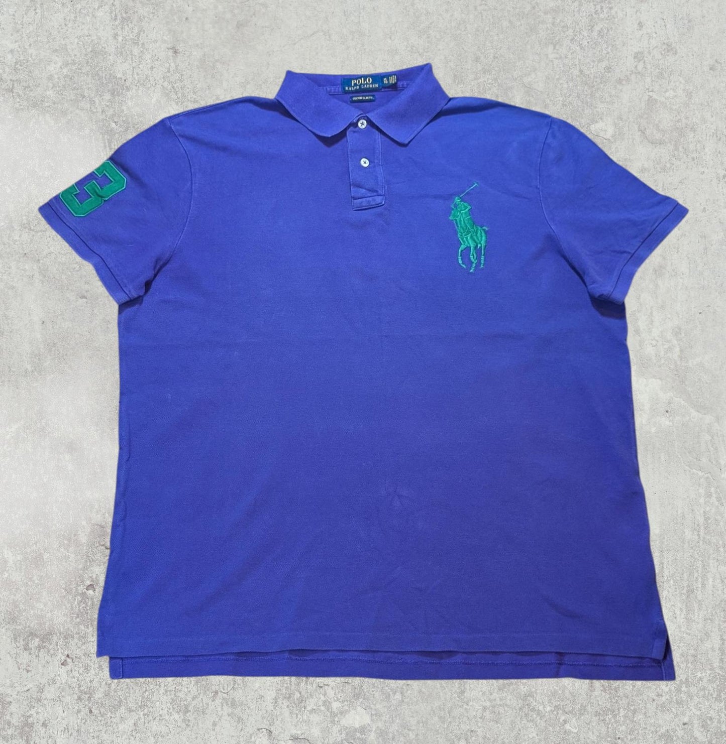 Ralph Lauren Men's Custom Slim Fit Big Pony Polo T Shirt - Purple - Size XL