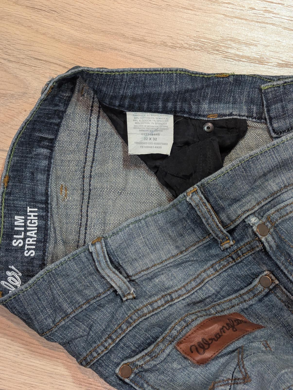 Wrangler Men's Slim Straight Jeans - Blue - Size 32W 32L