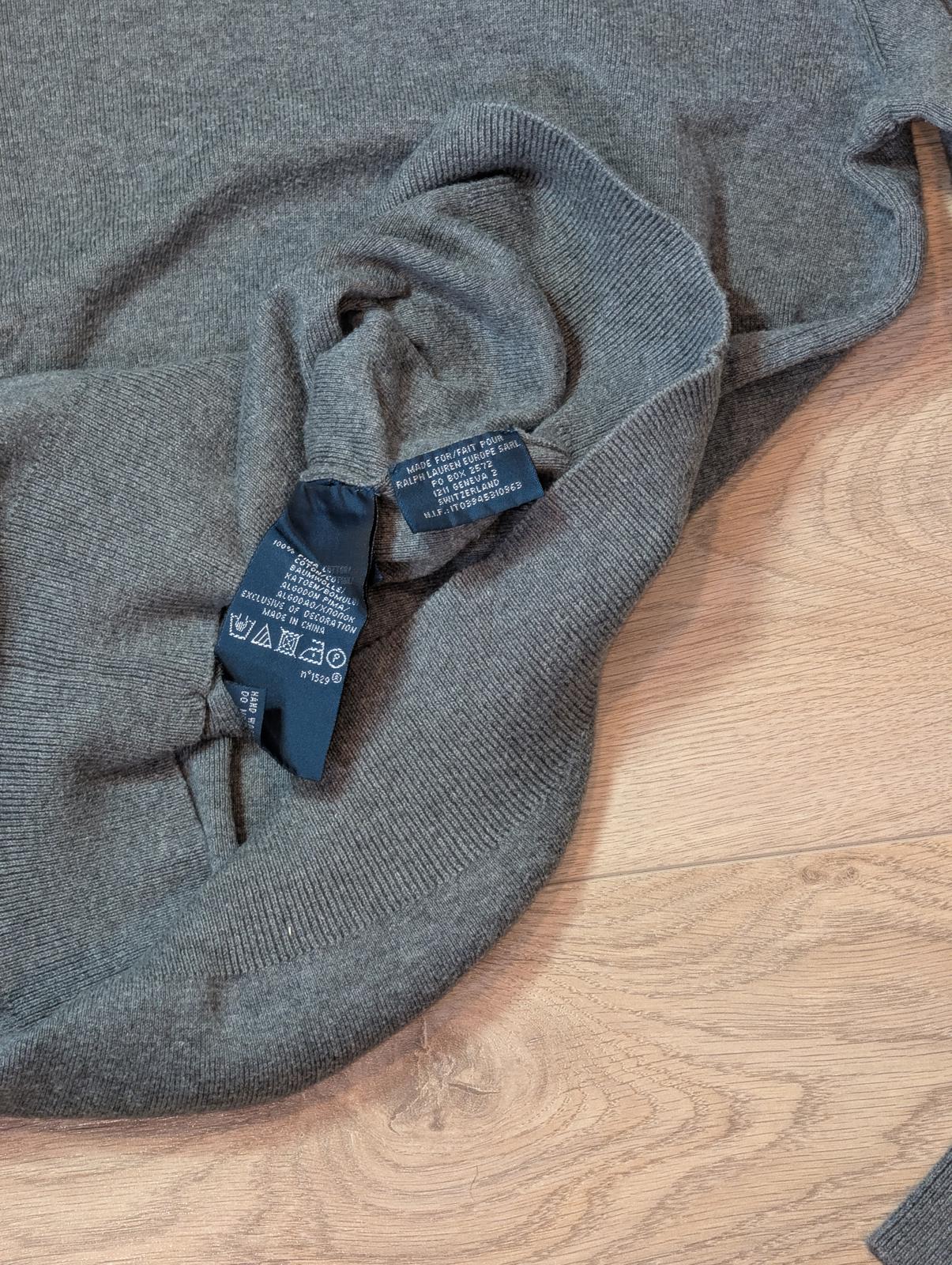 Ralph Lauren Men's V Neck Sweatshirt Jumper - Grey - Size Medium