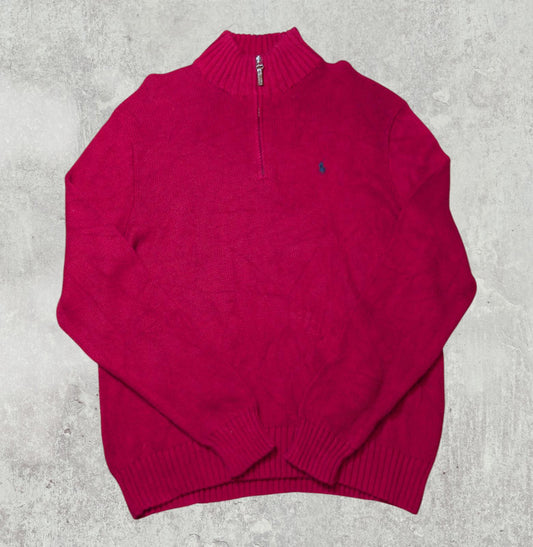 Ralph Lauren Men's Pima Cotton 1/4-Zip Jumper - Red - Size Large