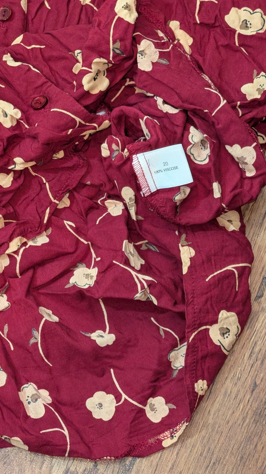 Classic Plus Women's Floral Shirt - Burgundy - Size 20