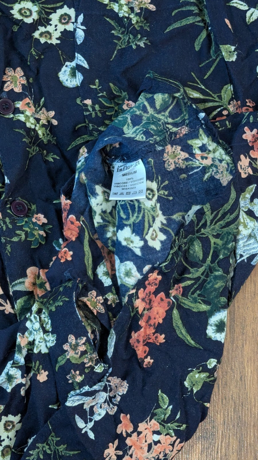 Another Influence Women's Floral Shirt - Navy - Size Medium