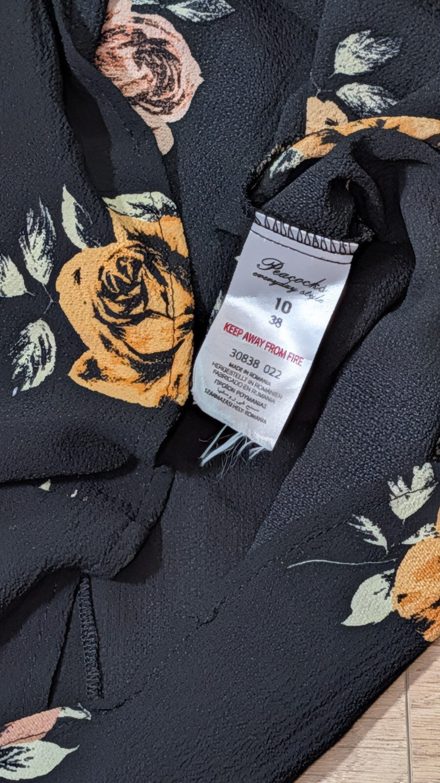 Peacocks Women's Floral Dress - Black - Size 10