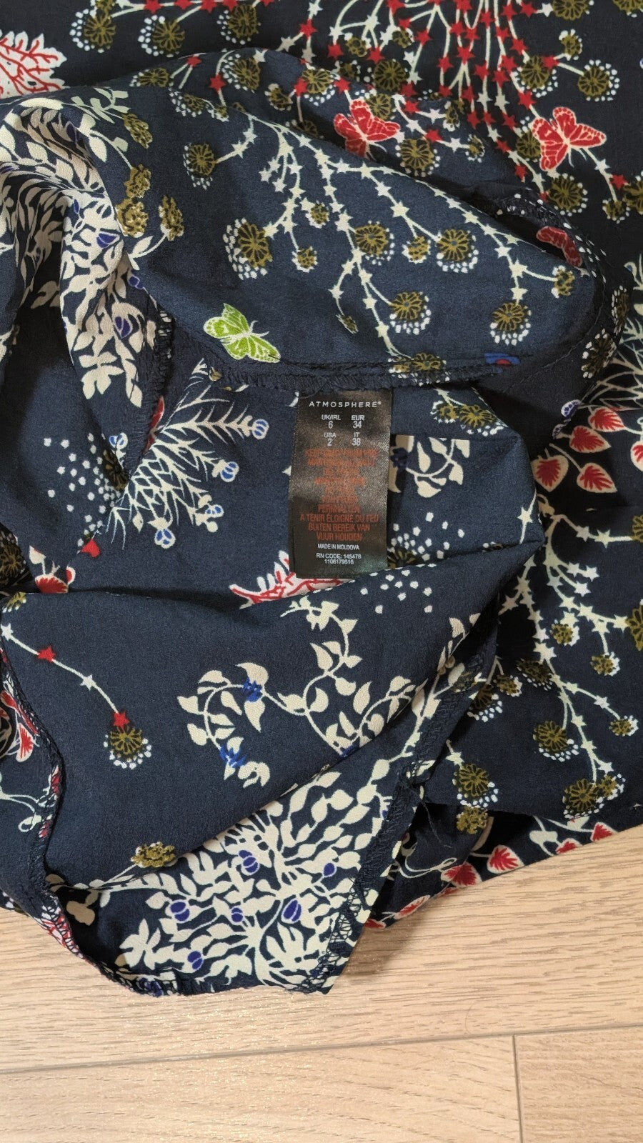 Atmosphere Women's Floral Dress - Navy - Size 6