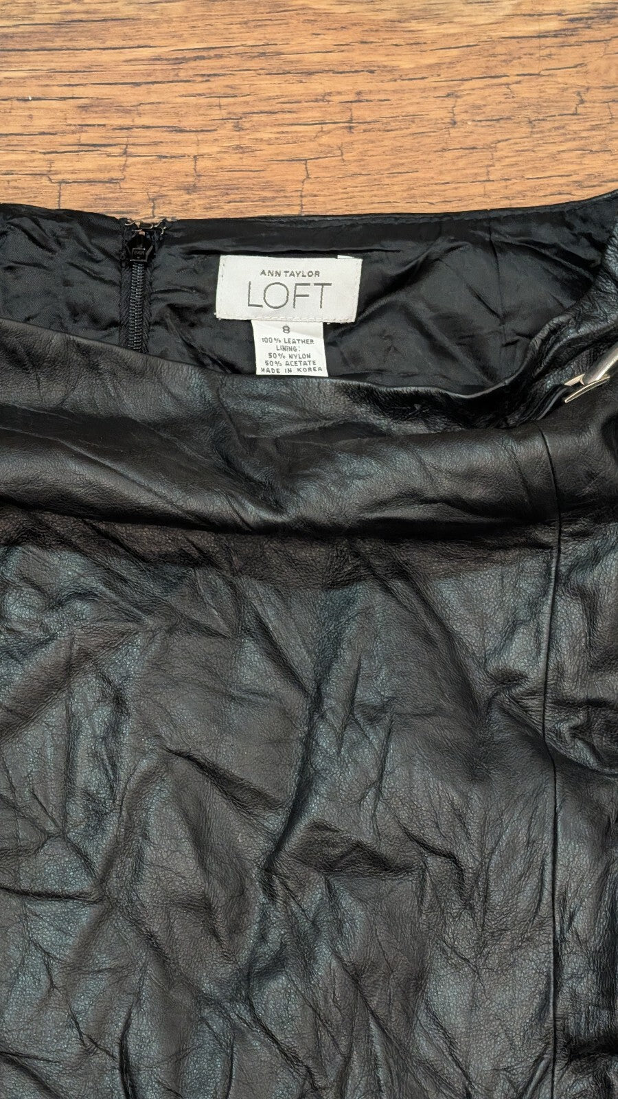 Ann Taylor LOFT Women's Leather Skirt - Black - Size 8