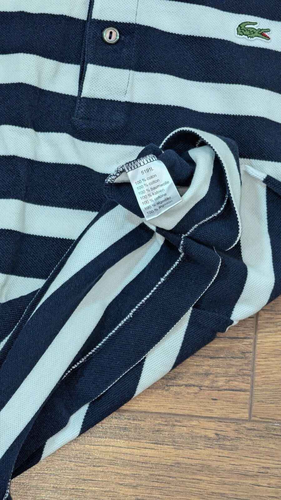 Lacoste Men's Striped Polo T Shirt - Navy - Size 4 / Medium