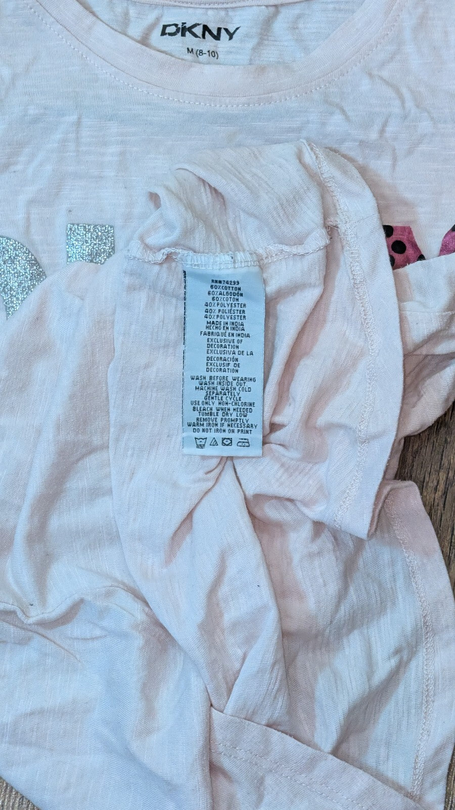 DKNY Kid's Girls T Shirt - Pink - Size 8-10 Years