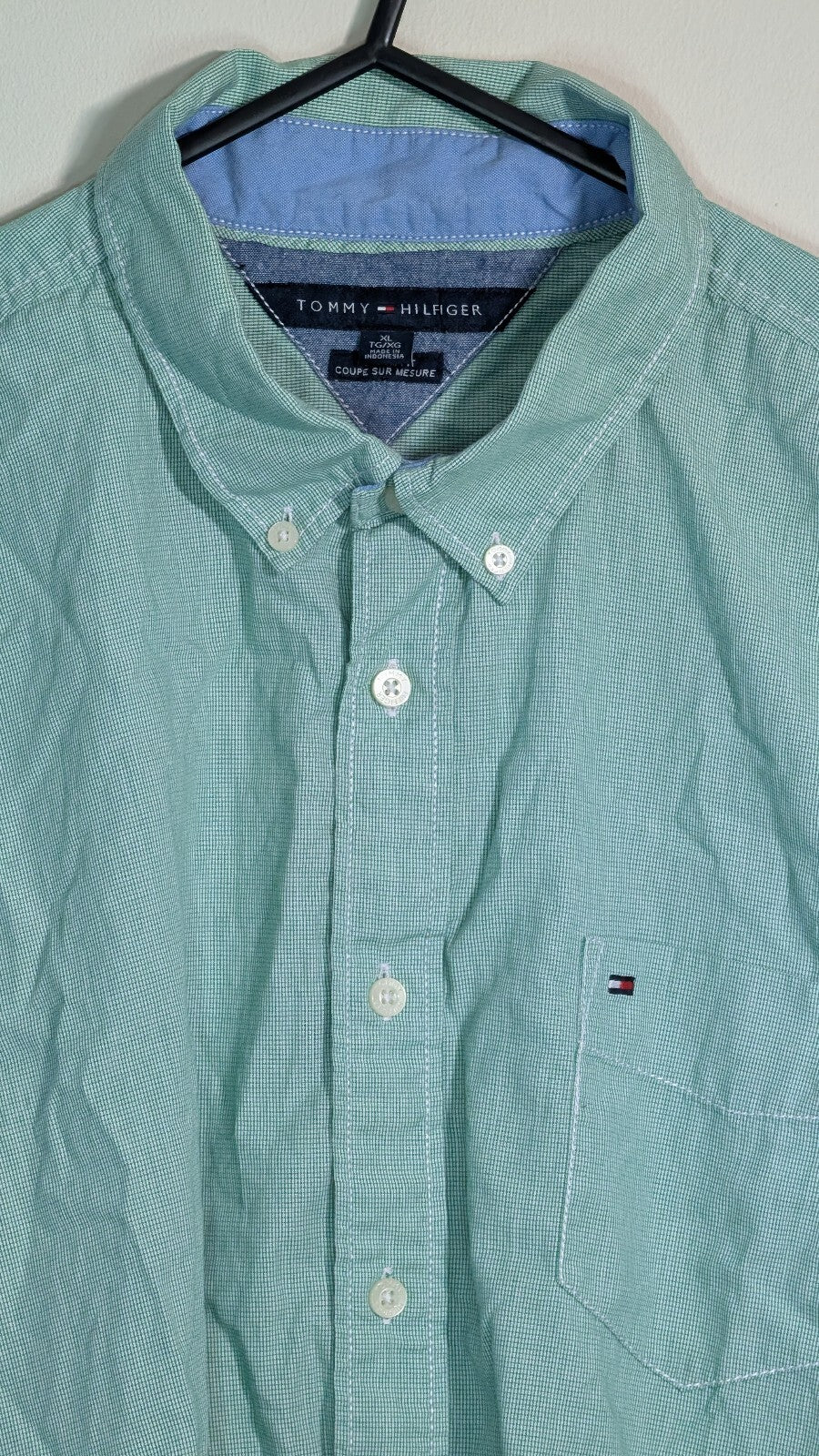 Tommy Hilfiger Men's Custom Fit Check Shirt - Green - Size XL