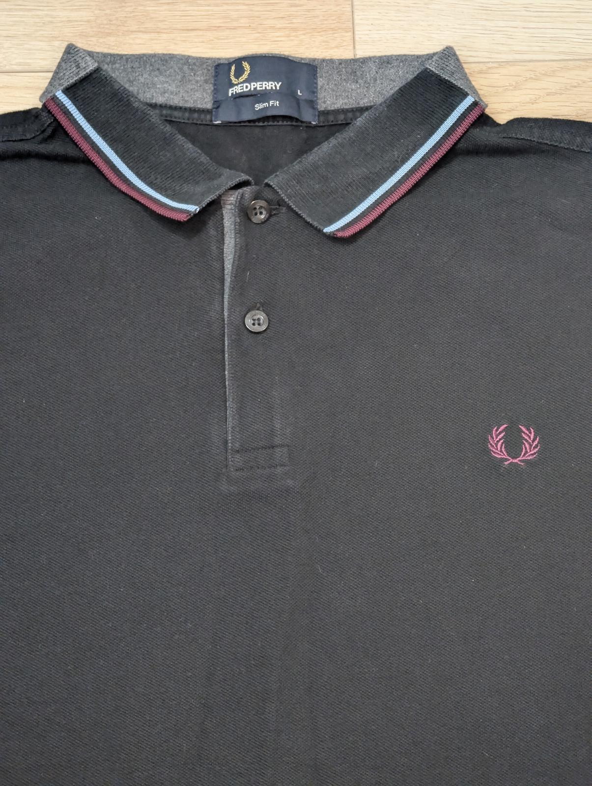 Fred Perry Men's Slim Fit Polo T Shirt - Black - Size Large