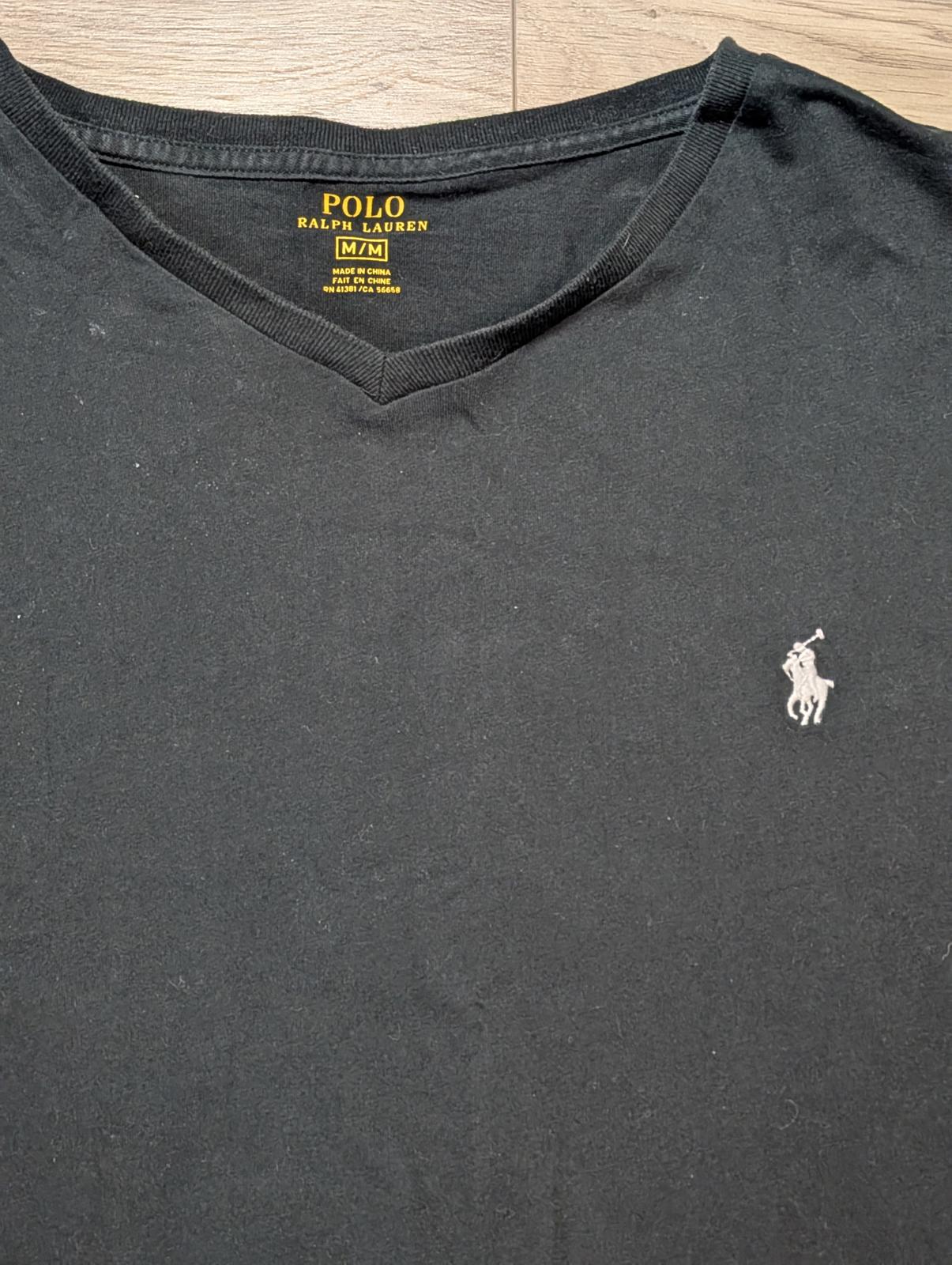 Ralph Lauren Men's V Neck T Shirt - Black - Size Medium