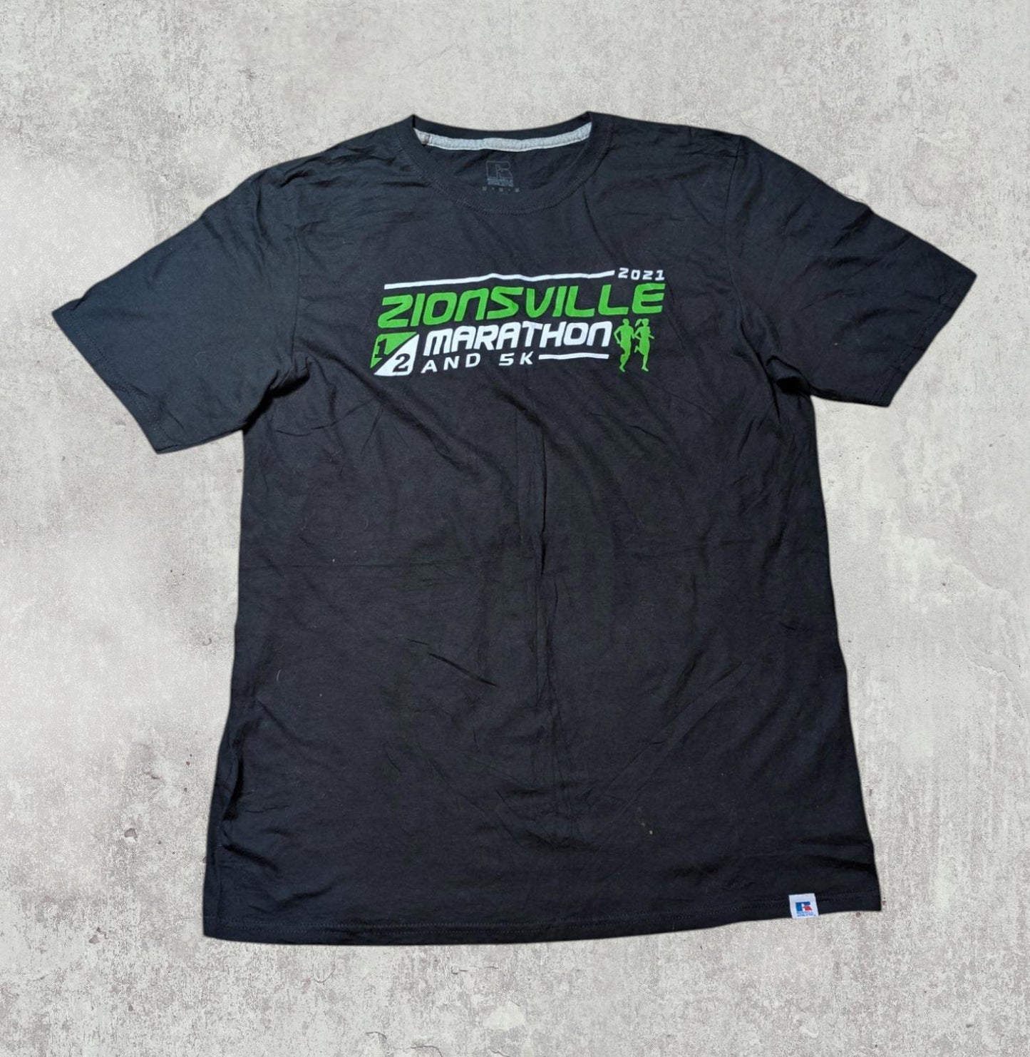 Russell Athletic Men's Zionsville Marathon T Shirt - Black - Size Medium
