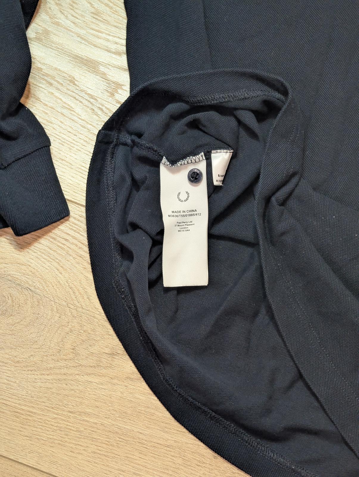 Fred Perry Men's Long Sleeved Polo T Shirt - Navy - Size Medium