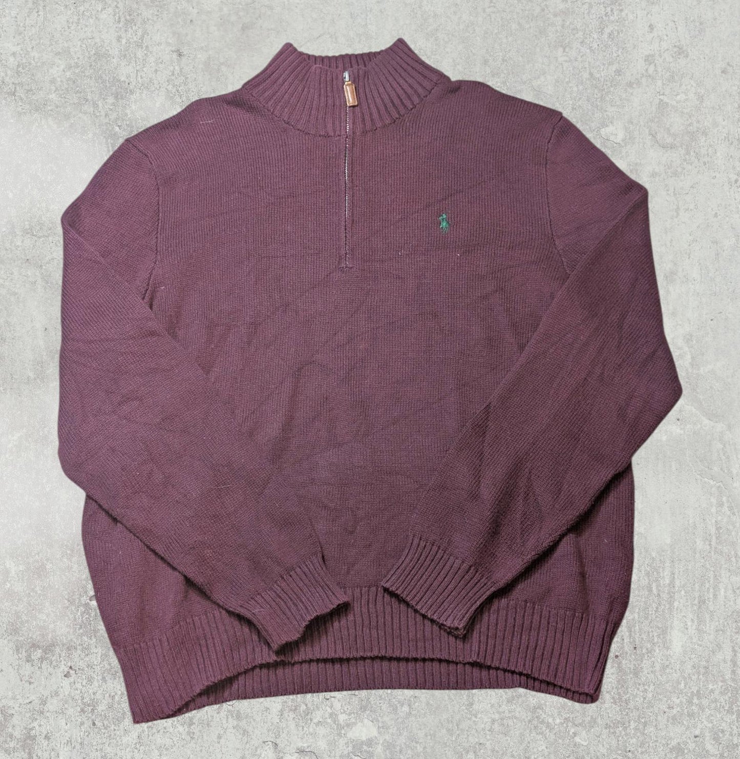 Ralph Lauren Men's 1/4 Zip Jumper - Burgundy - Size Large