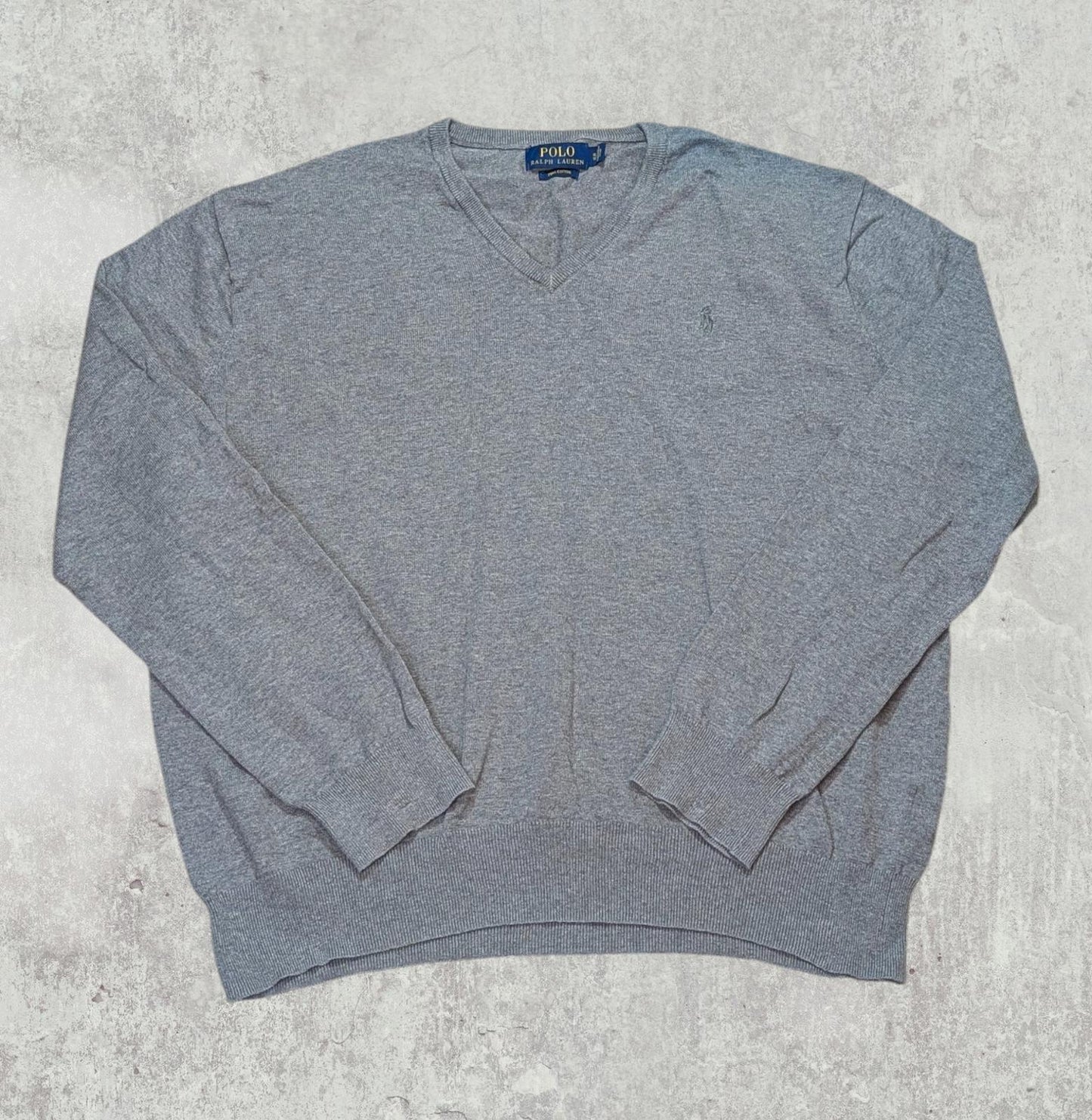 Ralph Lauren Men's V Neck Sweatshirt Jumper - Grey - Size XL