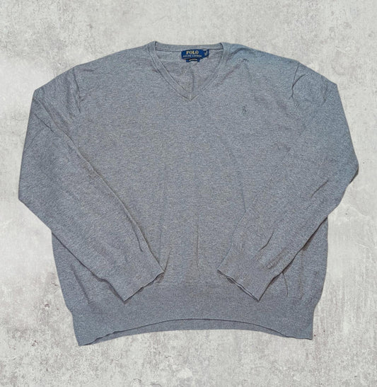 Ralph Lauren Men's V Neck Sweatshirt Jumper - Grey - Size XL