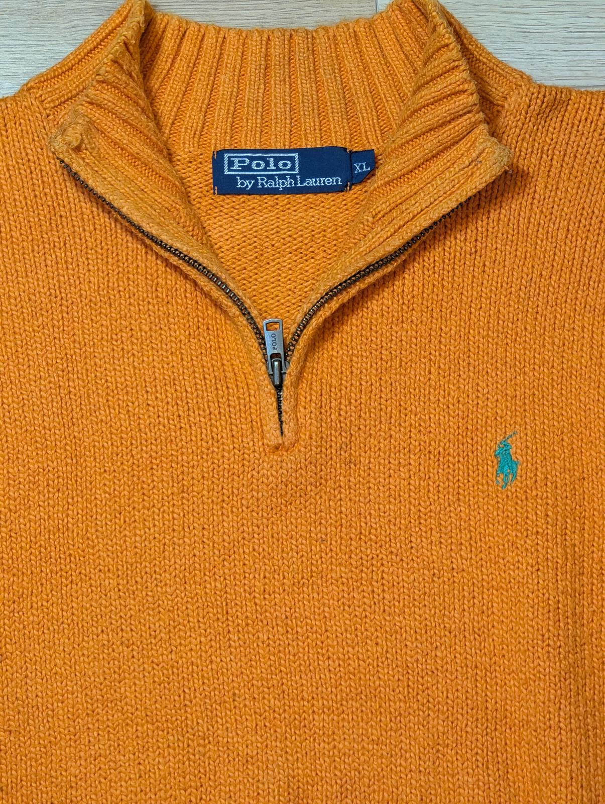 Ralph Lauren Men's 1/4 Zip Jumper - Orange - Size XL