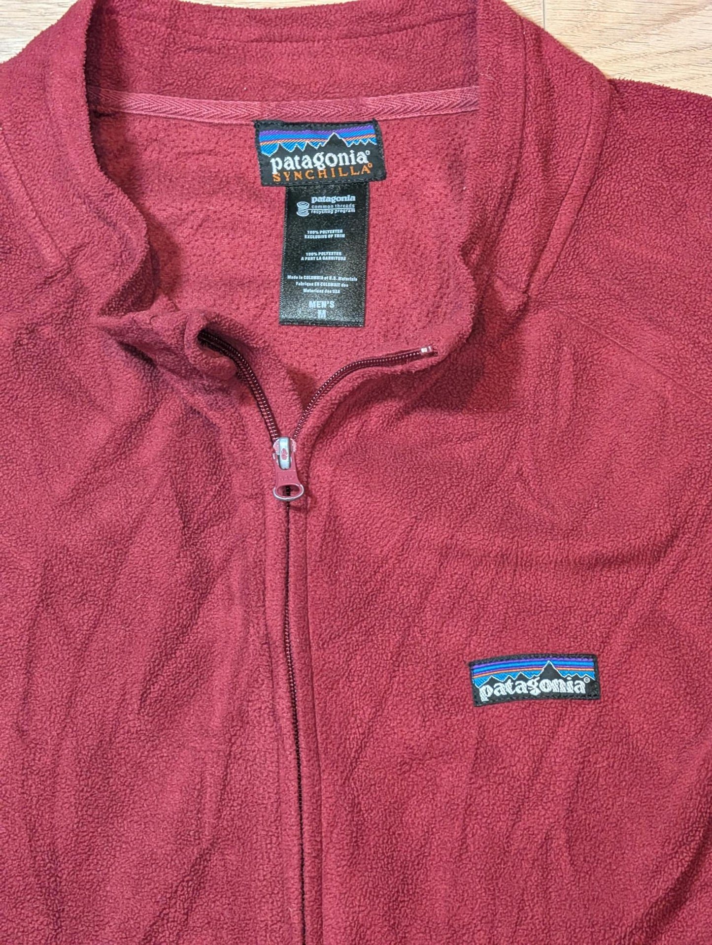Patagonia Men's Synchilla Fleece Jacket - Burgundy - Size Medium