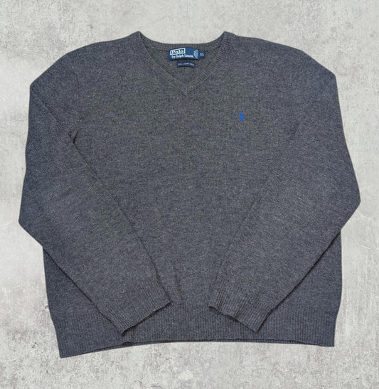 Ralph Lauren Men's V Neck Sweatshirt Jumper - Grey - Size XL