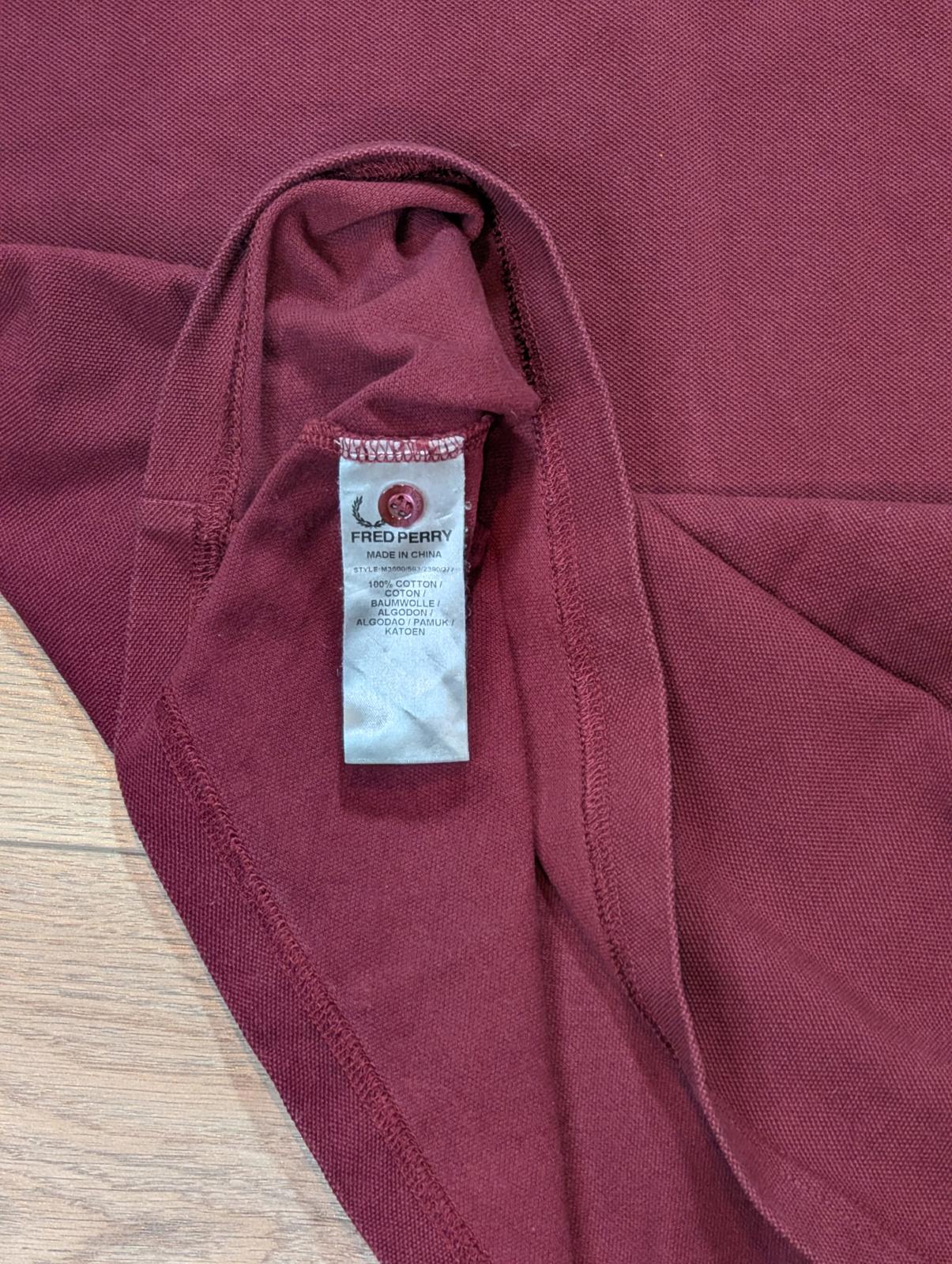 Fred Perry Men's Slim Fit Polo T Shirt - Burgundy - Size XL