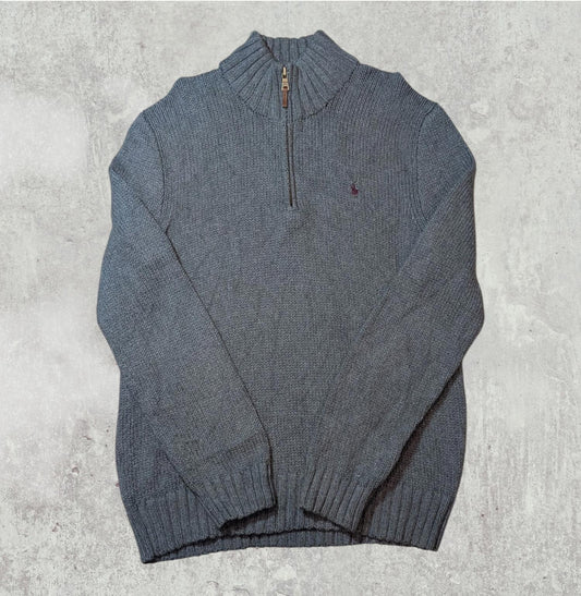 Ralph Lauren Men's Knitted 1/4 Zip Jumper - Grey - Size Medium