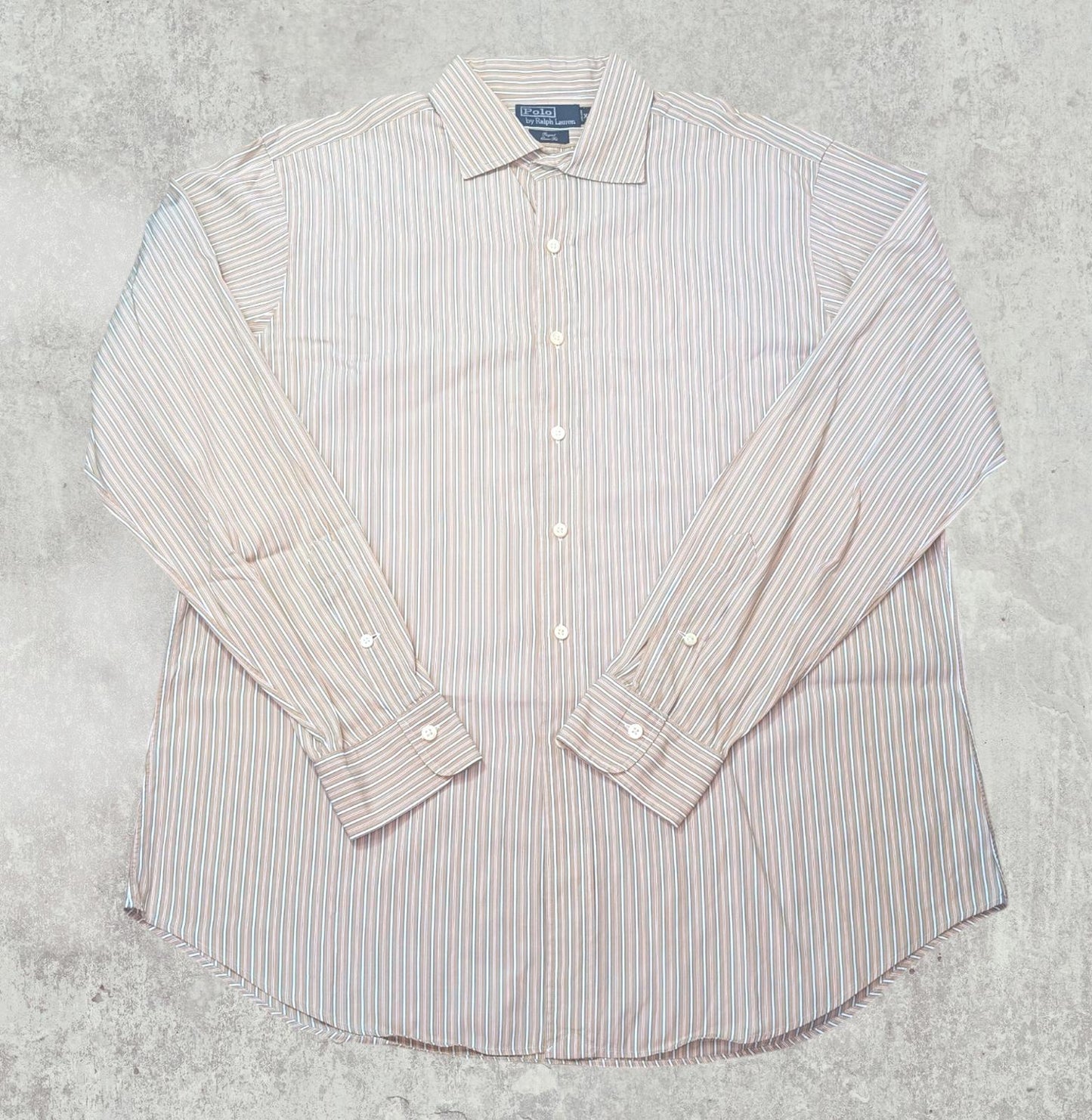 Ralph Lauren Men's Classic Regent Striped Shirt - Tan - Size XL