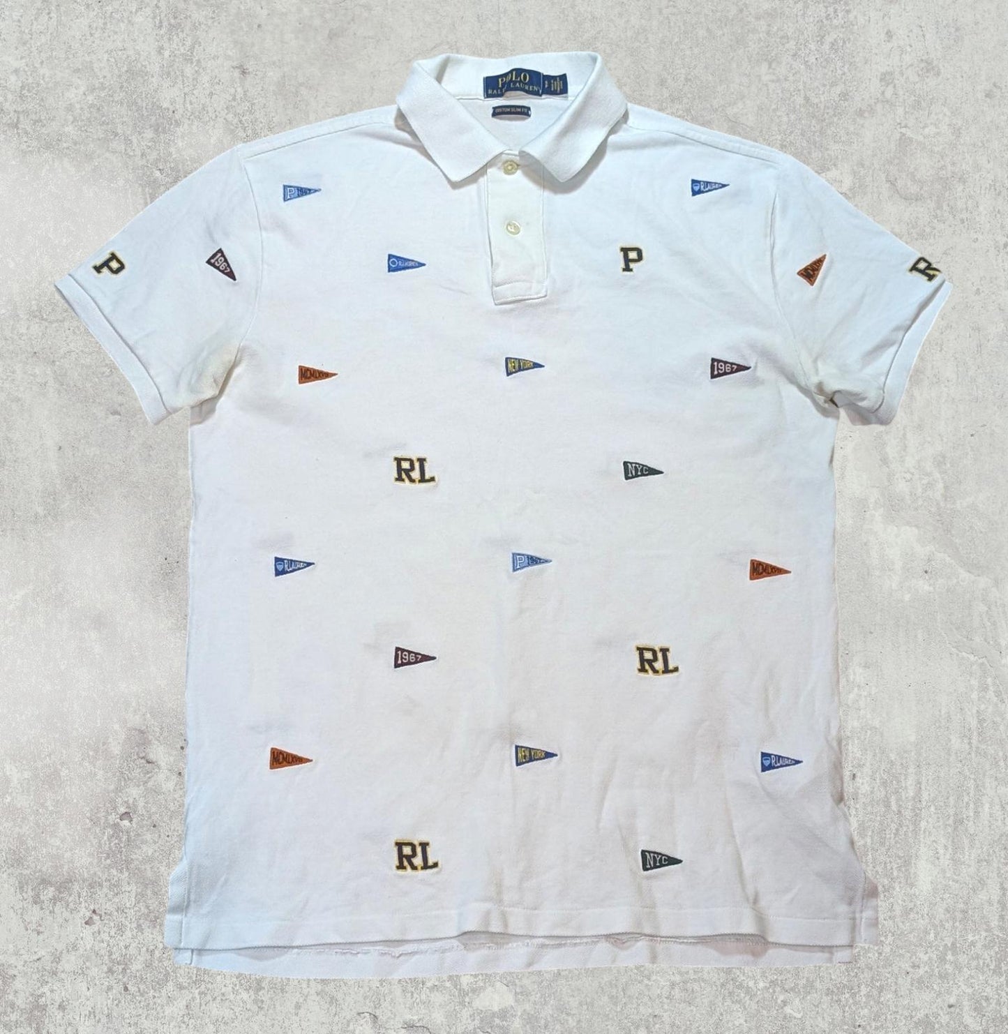 Ralph Lauren Men's Custom Slim Fit Polo T Shirt - White - Size Small