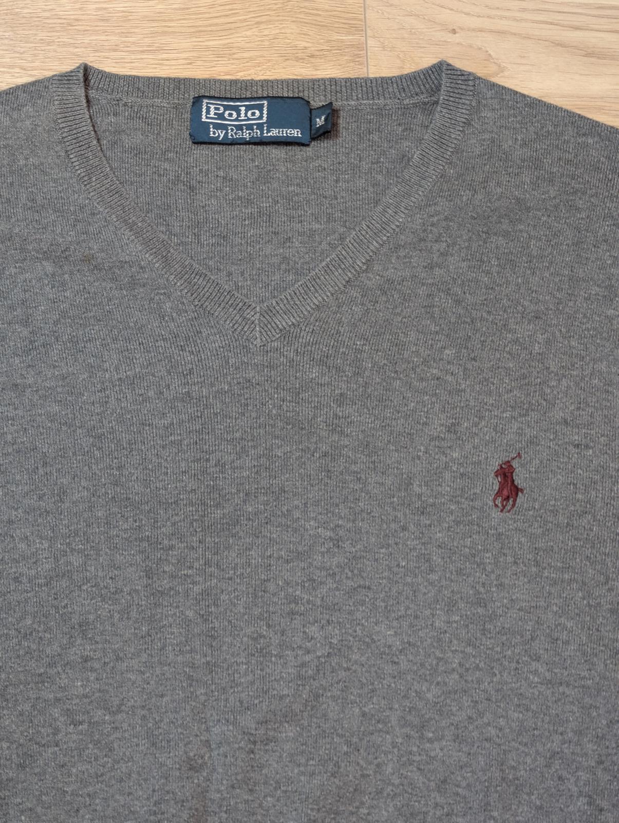 Ralph Lauren Men's V Neck Sweatshirt Jumper - Grey - Size Medium