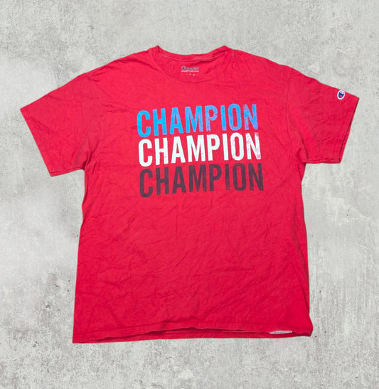Champion Men's T Shirt - Red - Size Large
