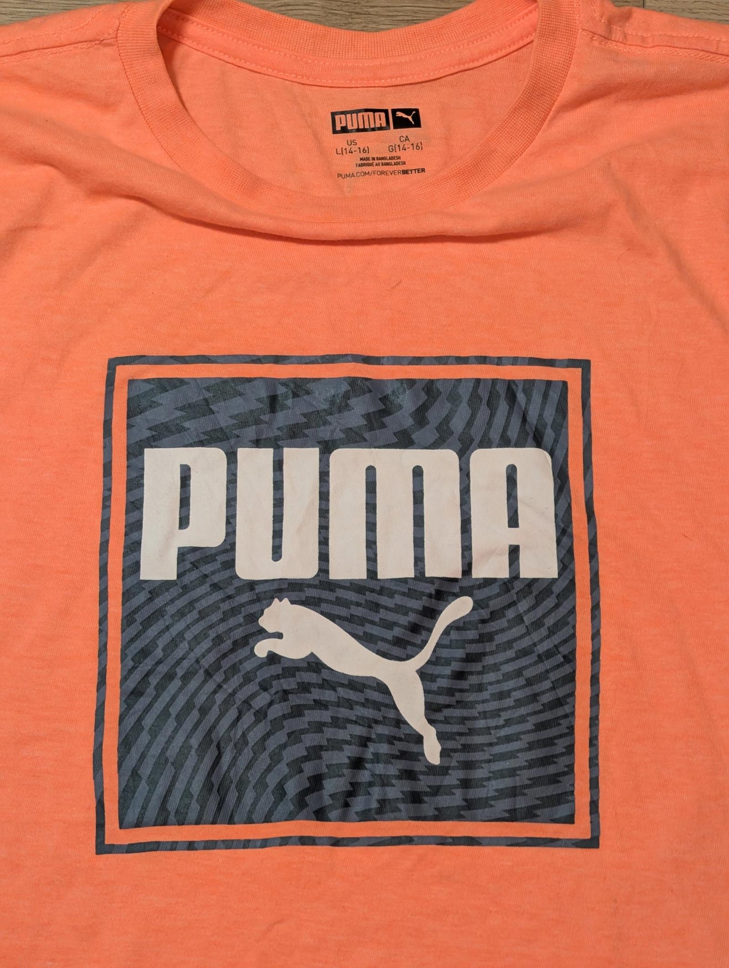 Puma Kid's Graphic Print T Shirt - Peach - Size Large