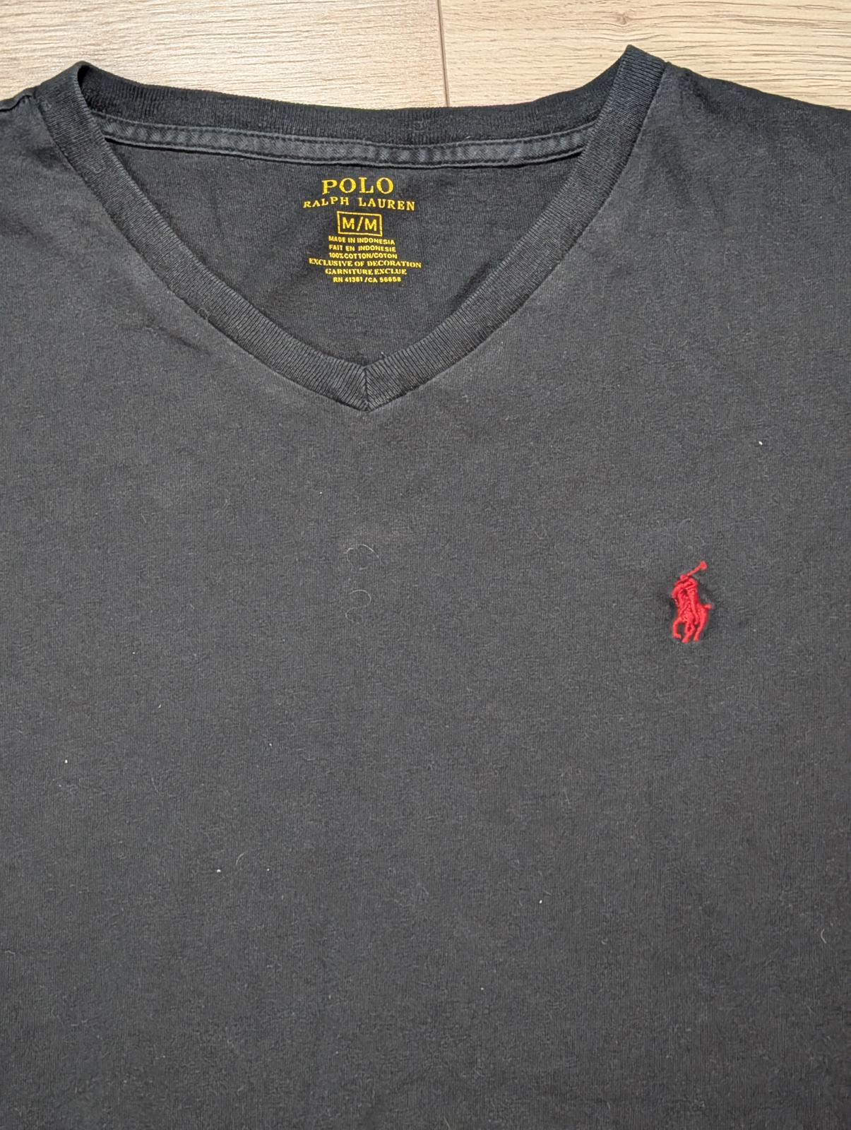 Ralph Lauren Men's V Neck T Shirt - Black - Size Medium