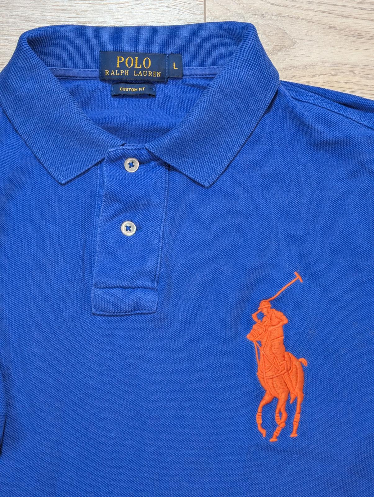 Ralph Lauren Men's Custom Fit Big Pony Polo T Shirt - Blue - Size Large