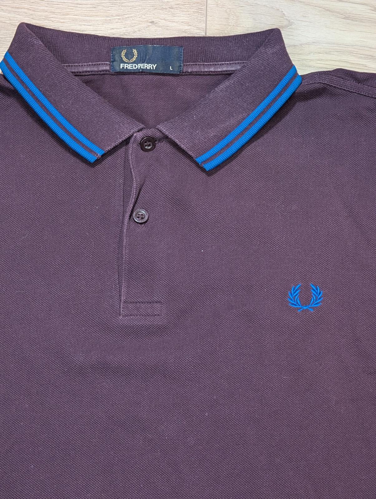 Fred Perry Men's Polo T Shirt - Burgundy - Size Large