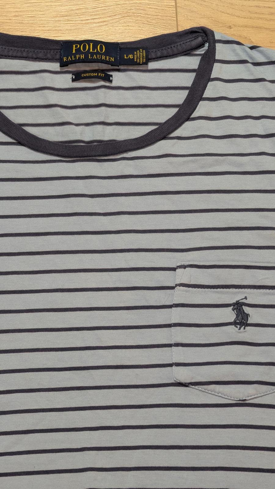 Ralph Lauren Men's Custom Fit Striped T Shirt - Blue - Size Large
