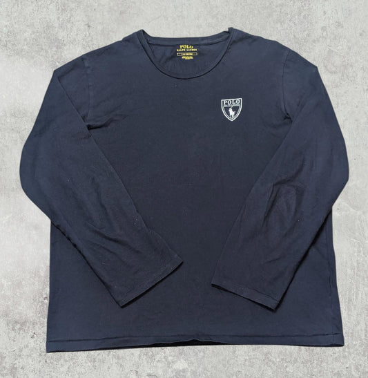 Ralph Lauren Men's Long Sleeved T Shirt - Navy - Size Large