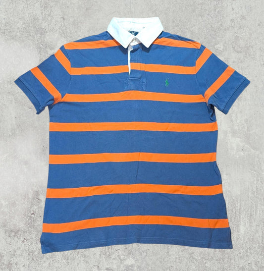 Ralph Lauren Men's Custom Fit Ruby Striped Polo T Shirt - Blue - Size Large