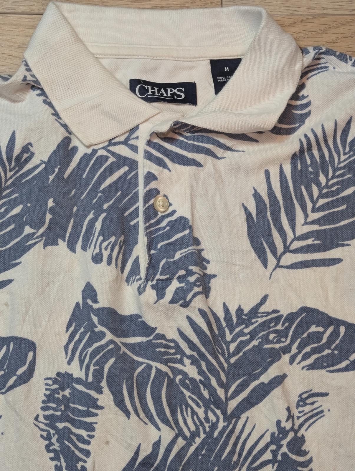 Chaps Men's Leaf Polo T Shirt - White - Size Medium