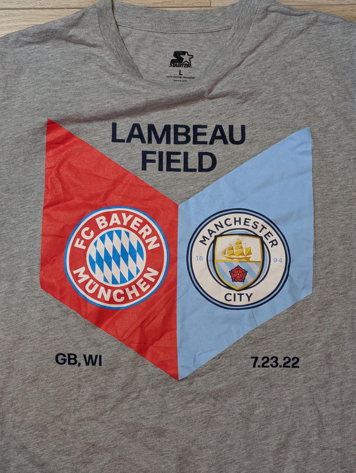 Starter Men's Bayer Munich Vs Man City T Shirt - Grey - Size Large