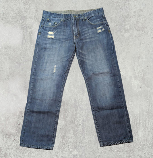 Levi's Men's 523 Distressed Straight Jeans - Blue - Size 34W 27L