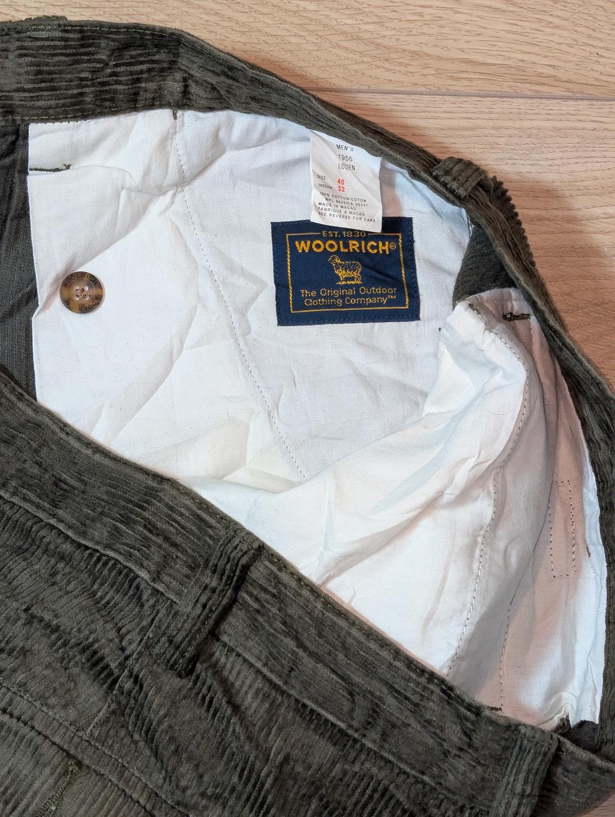 Woolrich Men's Corduroy Trousers - Green - Size 40W 32L