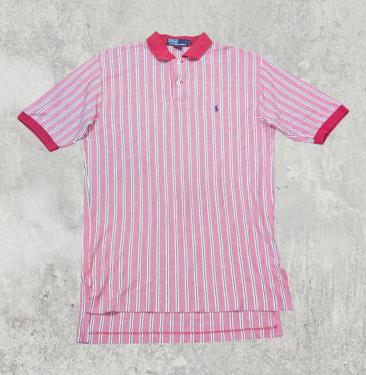 Ralph Lauren Men's Striped Polo T Shirt - Red - Size Medium