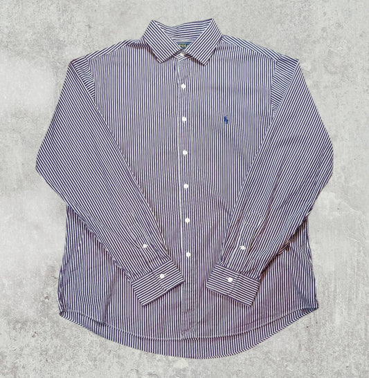 Ralph Lauren Men's Custom Fit Striped Shirt - Purple - Size XL