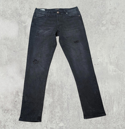 Jack & Jones Men's Slim Ripped Jeans - Black - Size 32W 32L